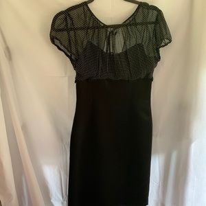 Tahiti black satin dress, with sheer top half. Size 4